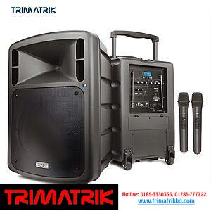 Ahuja BTA-880 50W Original Portable PA Active Speaker with Bluetooth & Dual UHF Microphones